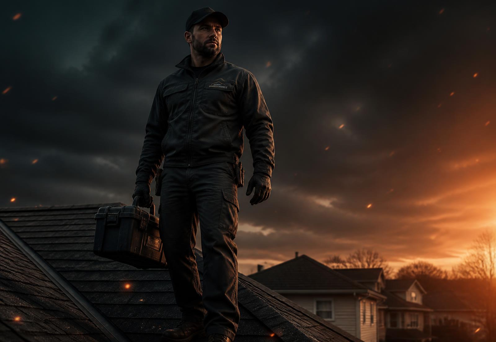 Captain Kong technician on a rooftop at dusk